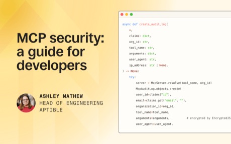 Aptible guide cover: MCP security: a guide for developers
